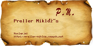 Preller Miklós névjegykártya